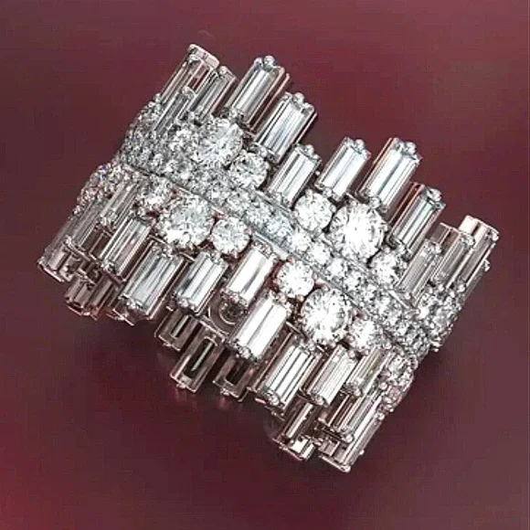 Luxe Cubic Zirconia Icicle Cocktail Ring Statement CZ Crystal Glam Ring - Picture 5 of 14